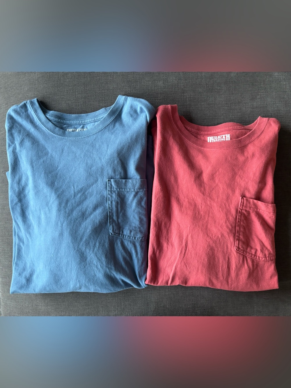 Lot of 2 Duluth Trading Co Longtail T-Shirts Men’s Large Pocket Crew Neck Blue